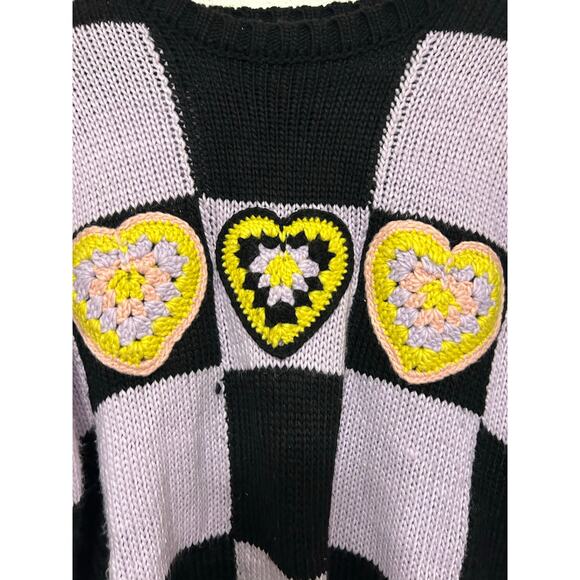 Ragged Priest Buddy Hearts Knitted Crochet Jumper Sz Medium Grunge - Picture 8 of 11